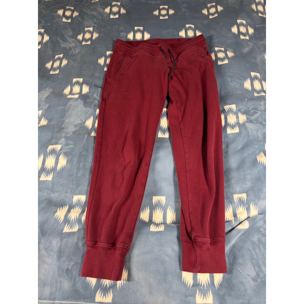 American Giant Mens Burgundy Cotton Fleece Jogger Sweatpants Made in USA Small